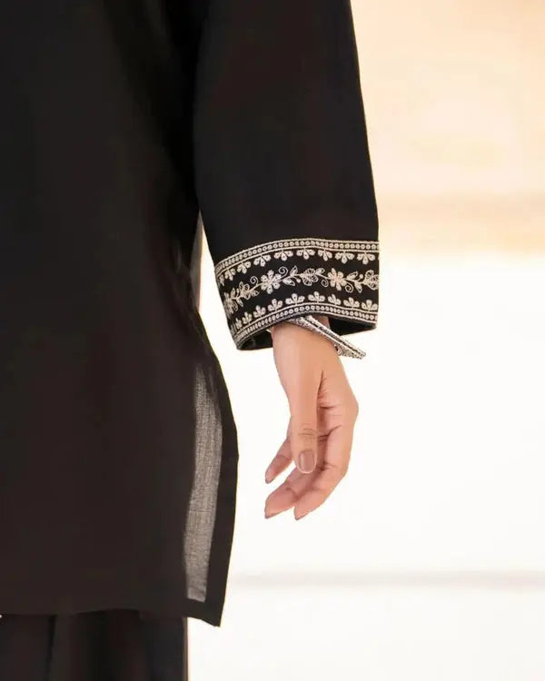 BLACK SAJAL SET ( FARSHI SHALWAR ) MWF COLLECTION